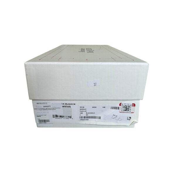 Alexander McQueen NIB Engraved Logo Sandals in Black Size 39.5 - Picture 12 of 13